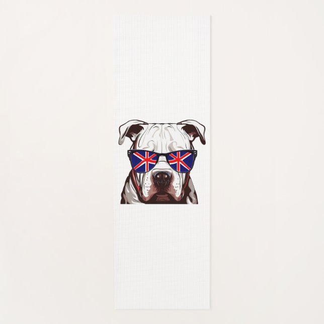 Pitbull Tragen Union Jack Sonnenbrille Yogamatte (Vorderseite)