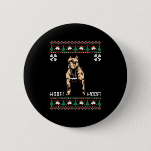 Pitbull Ugly Christmas Sweater Button