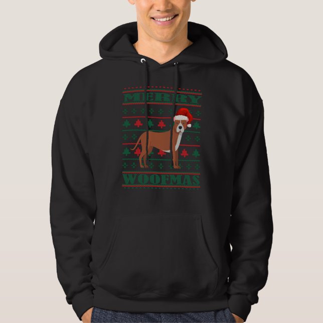 Pitbull Ugly Christmas Sweater Hoodie (Vorderseite)