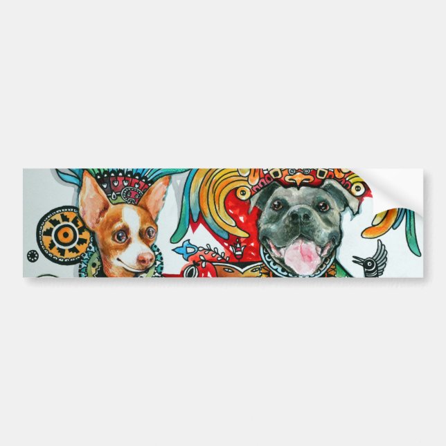 Pitbull und Chihuahua Autoaufkleber (Vorne)