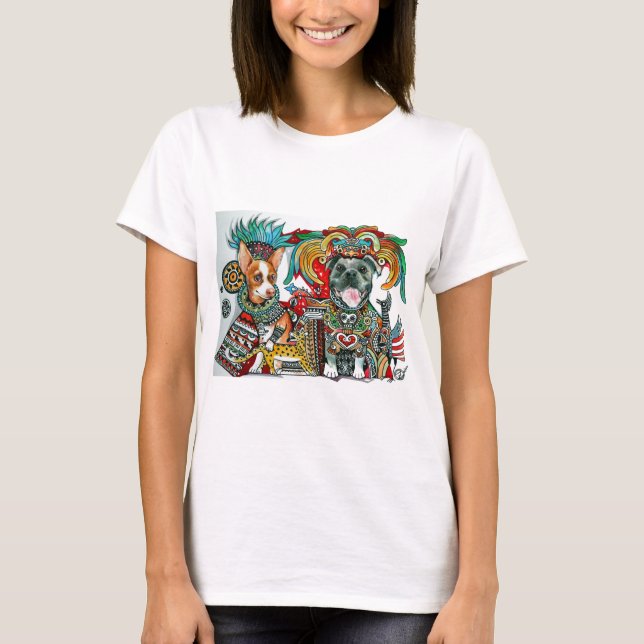 Pitbull und Chihuahua T-Shirt (Vorderseite)