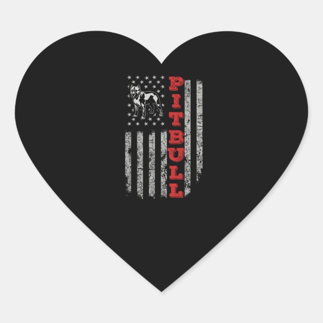 Pitbull USA Flag Herz-Aufkleber (Vorderseite)