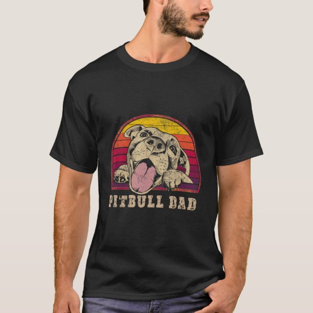Pitbull Vater lächelnd Pitbull auf T-Shirt (Vorderseite)