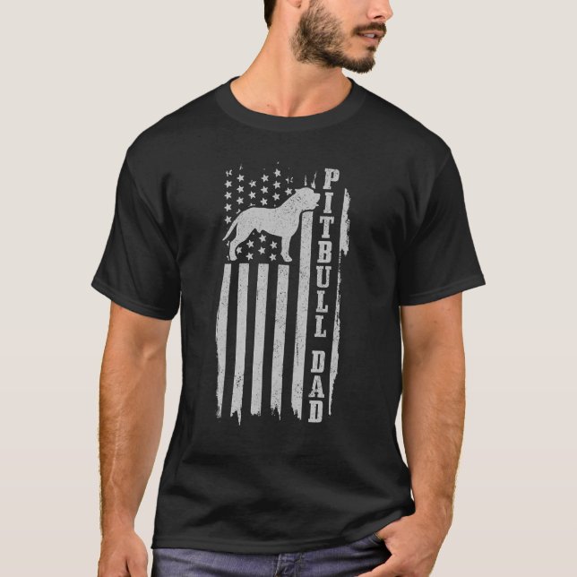 Pitbull Vater Mens Proud American Pit Bull Dog Fun T-Shirt (Vorderseite)