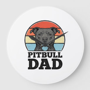 Pitbull-Vater Vintage-Hundefreund-Shirt-Design (2) Große Wanduhr