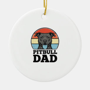 Pitbull-Vater Vintage-Hundefreund-Shirt-Design (2) Keramik Ornament