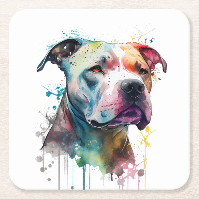  Pitbull vibrante: un toque de vida Rechteckiger Pappuntersetzer (Vorderseite)