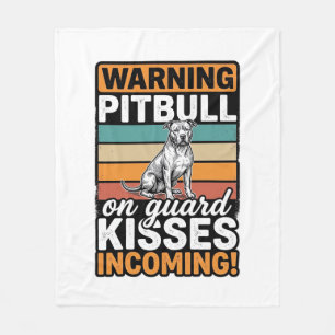 Pitbull-Warnung Küsse Eingehend Vintage-Hundedesig Fleecedecke