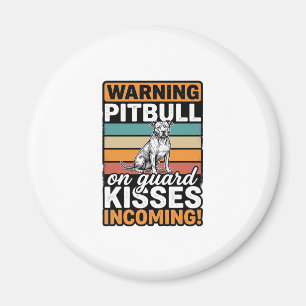 Pitbull-Warnung Küsse Eingehend Vintage-Hundedesig Magnet