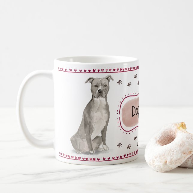 Pitbull Watercolor-Tasse Kaffeetasse (Mit Donut)