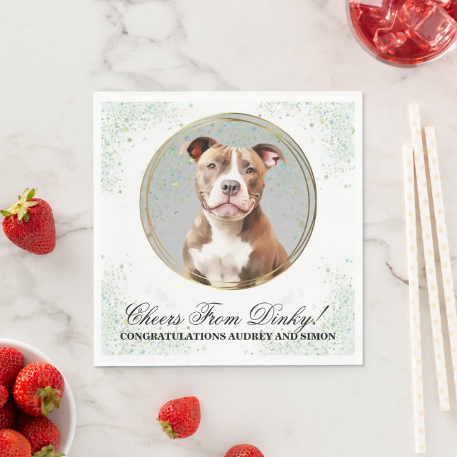 Pitbull Wedding Napkins mit Foto von Hunden Serviette (Beispiel)