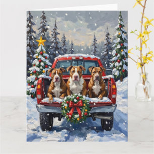 Pitbull Weihnachten Rotes Lastwagen Urlaub Karte