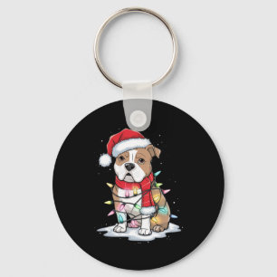 Pitbull Weihnachtsbaum Niedliche Weihnachtsmannmüt Schlüsselanhänger