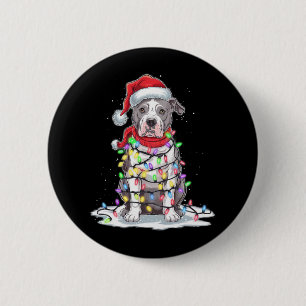 Pitbull Weihnachtsbaum Weihnachtsmannmütze Lights Button