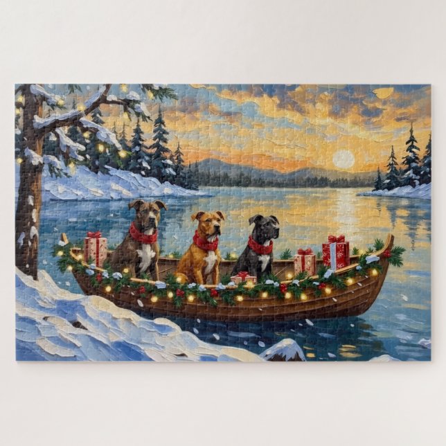 Pitbull-Weihnachtsboot-Feiertag (Horizontal)