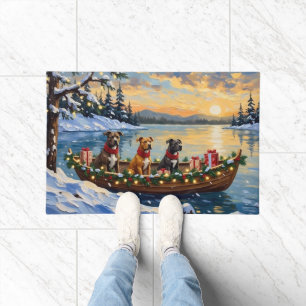Pitbull-Weihnachtsboot-Feiertag Fußmatte
