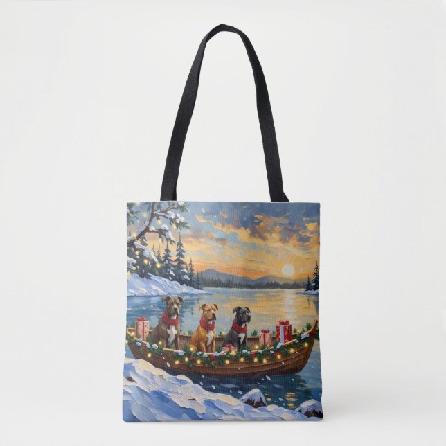 Pitbull-Weihnachtsboot-Feiertag Tasche (Vorderseite)