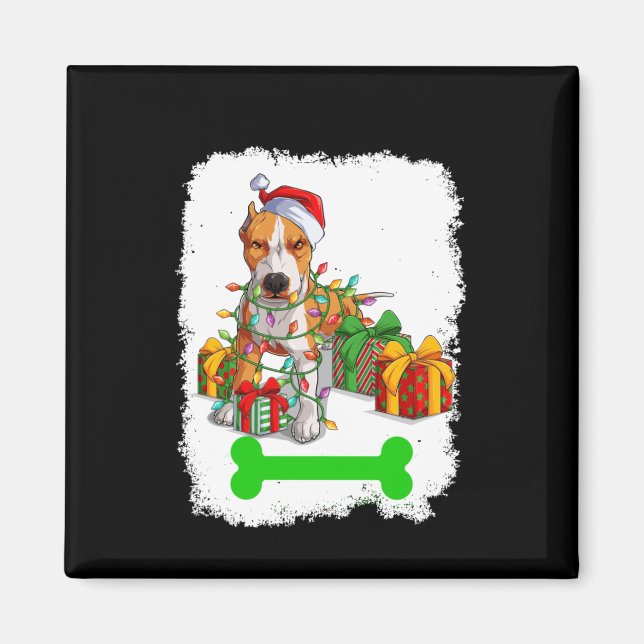 PitBull Weihnachtsdekorationen Pajama Weihnachtsma Magnet (Vorne)