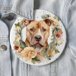 Pitbull-Weihnachtskranz Festlicher Hund Button
