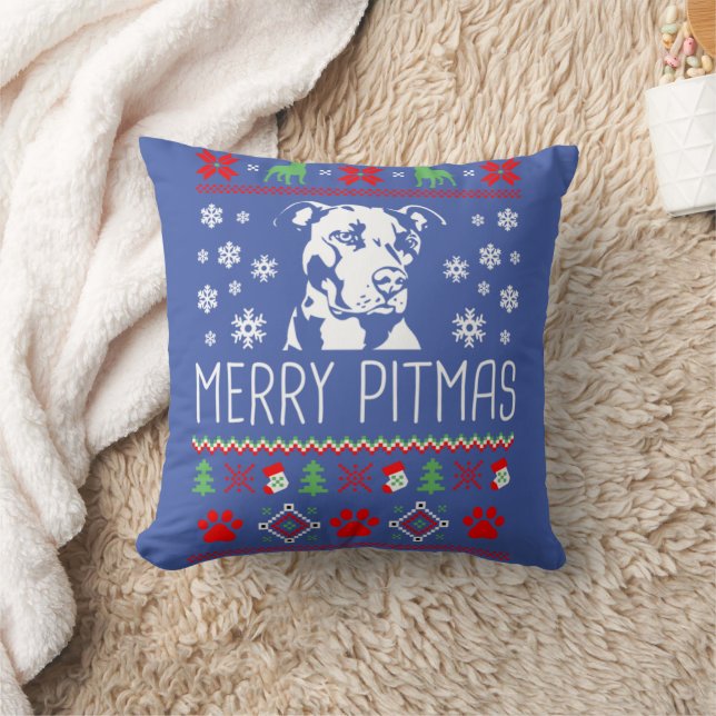 Pitbull Weihnachtsliebhaber Merry Pitmas Ugly Chri Kissen (Decke)
