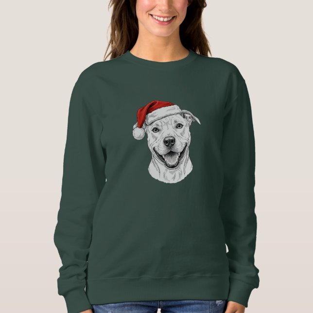 Pitbull-Weihnachtspullover – Süßer Santa Pitbull Sweatshirt (Vorderseite)