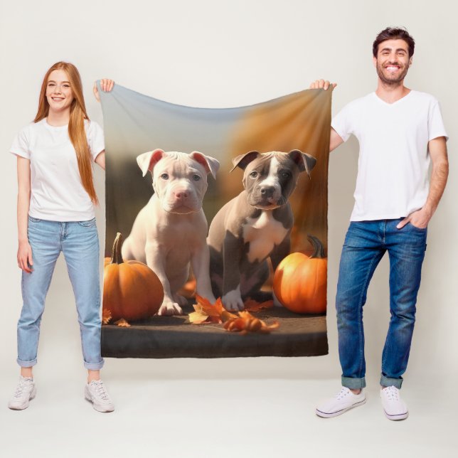 Pitbull Welpe Herbst Delight Pumpkin Fleecedecke (Beispiel)