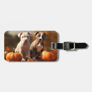 Pitbull Welpe Herbst Delight Pumpkin Gepäckanhänger