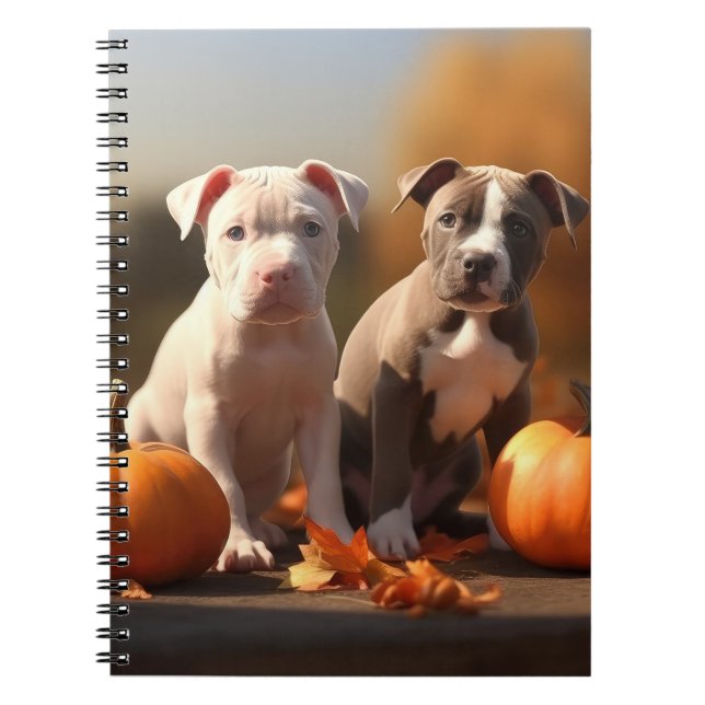 Pitbull Welpe Herbst Delight Pumpkin Notizblock (Vorderseite)