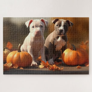 Pitbull-Welpe Herbstfreude Kürbis 
