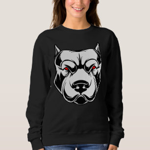 Pitbulle Kopf mit roten Augen grün Sweatshirt