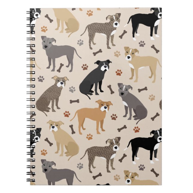 Pitbulle Paws and Bones Notebook Notizblock (Vorderseite)