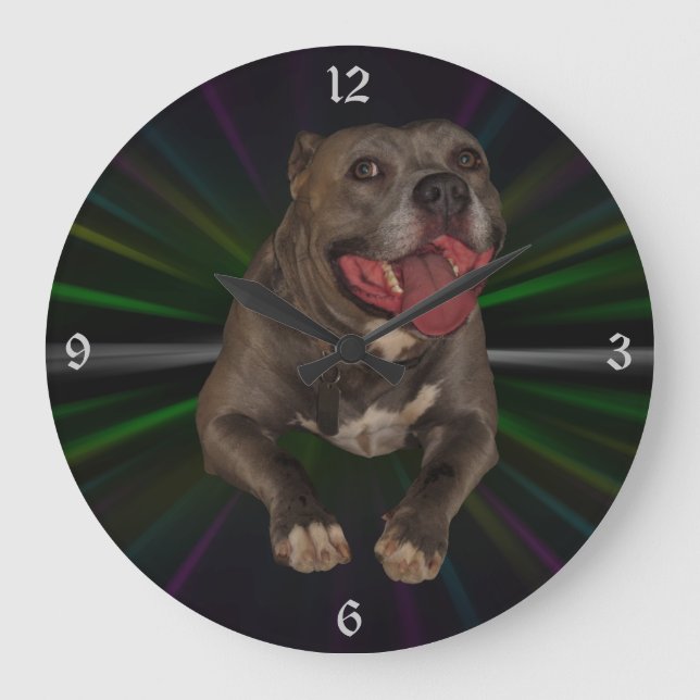 Pitbulle Wall Clock Große Wanduhr (Vorderseite)