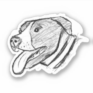 Pitbulle zeichnend einfache Hundeliebhaber Schwarz Aufkleber