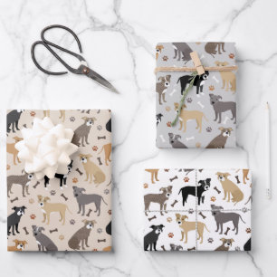 Pitbullöcher und Knochen-Papierblätter Geschenkpapier Set