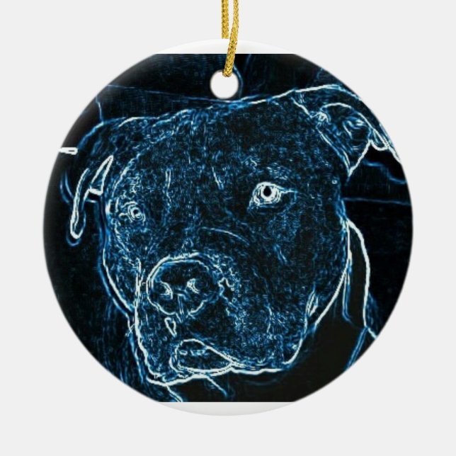 Pitbullverzierung Keramikornament (Vorne)