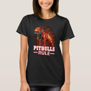 Pitbuls Rule Hell Fire Pitbull Hund T-Shirt