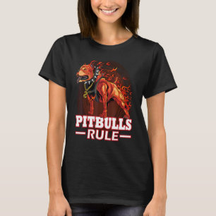 Pitbuls Rule Hell Fire Pitbull Hund T-Shirt