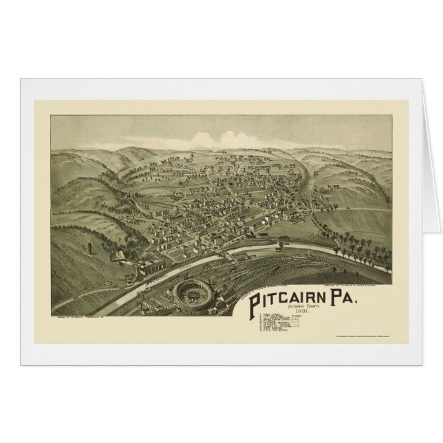 Pitcairn, carte panoramique de PA - 1901 (Devant horizontal)