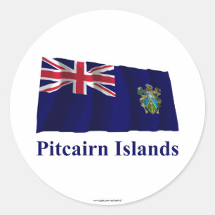 Pitcairn Inseln Waving Flag mit Namen Runder Aufkleber