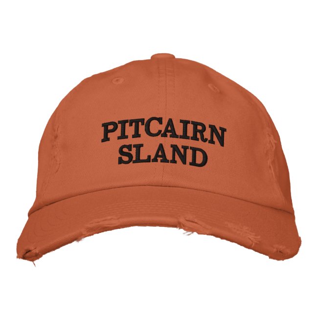 Pitcairn Island Orange Distressed Hat Bestickte Kappe (Vorderseite)