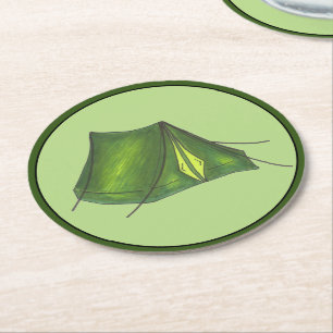 Pitch a Zent Summer Camp Camping Grün wandern Runder Pappuntersetzer