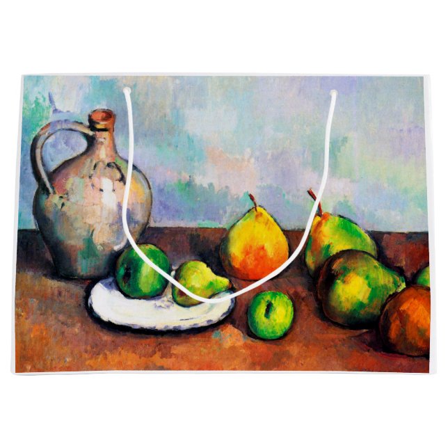Pitcher and Fruit, Paul Cezanne Große Geschenktüte (Vorderseite)