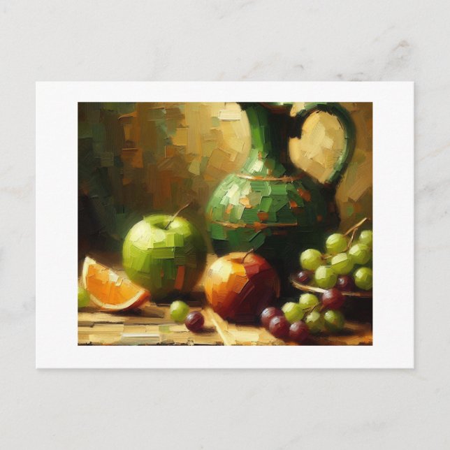 Pitcher, Trauben und Äpfel Postkarte (Vorderseite)