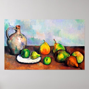 Pitcher und Fruit, Paul Cezanne Poster