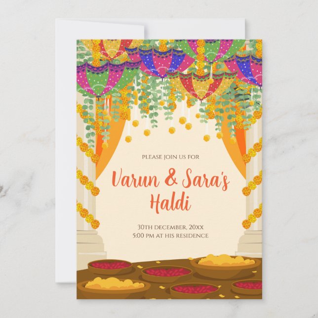 Pithi Einladungen Mayoun Einladungen, Haldi einlad (Vorderseite)