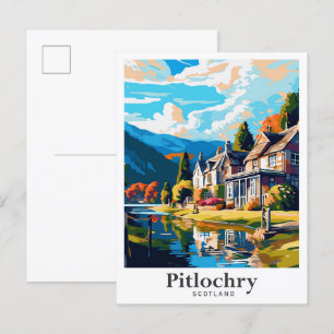Pitlochry Schottland Kunst Vintage Reiseillustrati Postkarte