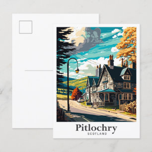 Pitlochry Schottland Kunst Vintage Reiseillustrati Postkarte