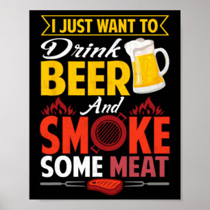 Pitmaster Shirt Geschenk T-Shirt trinken Bier Rauc Poster