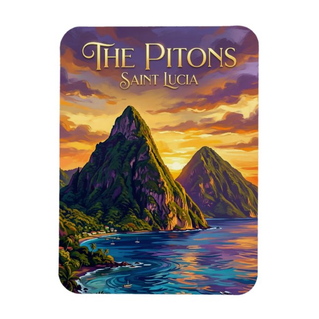 Pitons Saint Lucia Magnet (Vertikal)