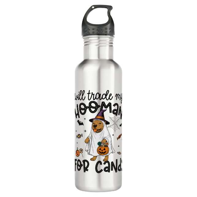 Pitpull Dog Halloween Ghost Spooky Edelstahlflasche (Vorderseite)